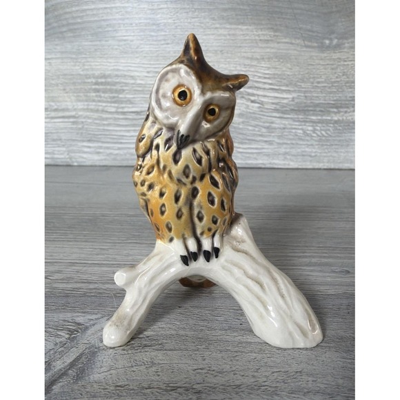 Goebel Other - Vtg Goebel Horned Owl On Branch Vintage Figurine 3.25" West Germany Porcelain